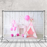 Lofaris Tent Balloons White Retro Wall Cake Smash Backdrop